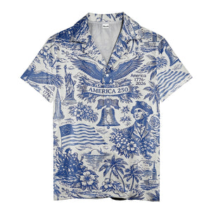 Patriotic American History Toile Hawaiian Shirt With Bald Eagles, Liberty Icons & Aloha Vibes