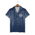 Personalized Logo Hawaiian Shirt - Navy Blue Circle Pattern Corporate Branded Tee