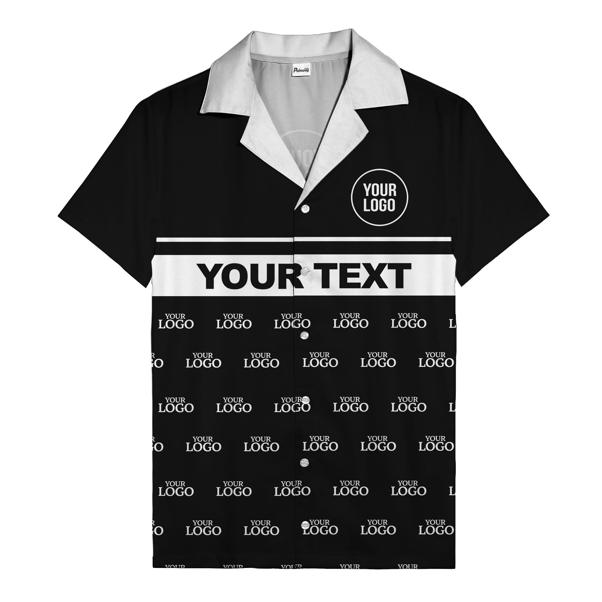 personalized logo & text striped hawaiian shirt for teams