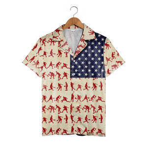 Pickleball American Flag Hawaiian Shirt - Patriotic Stars Distressed USA Sport