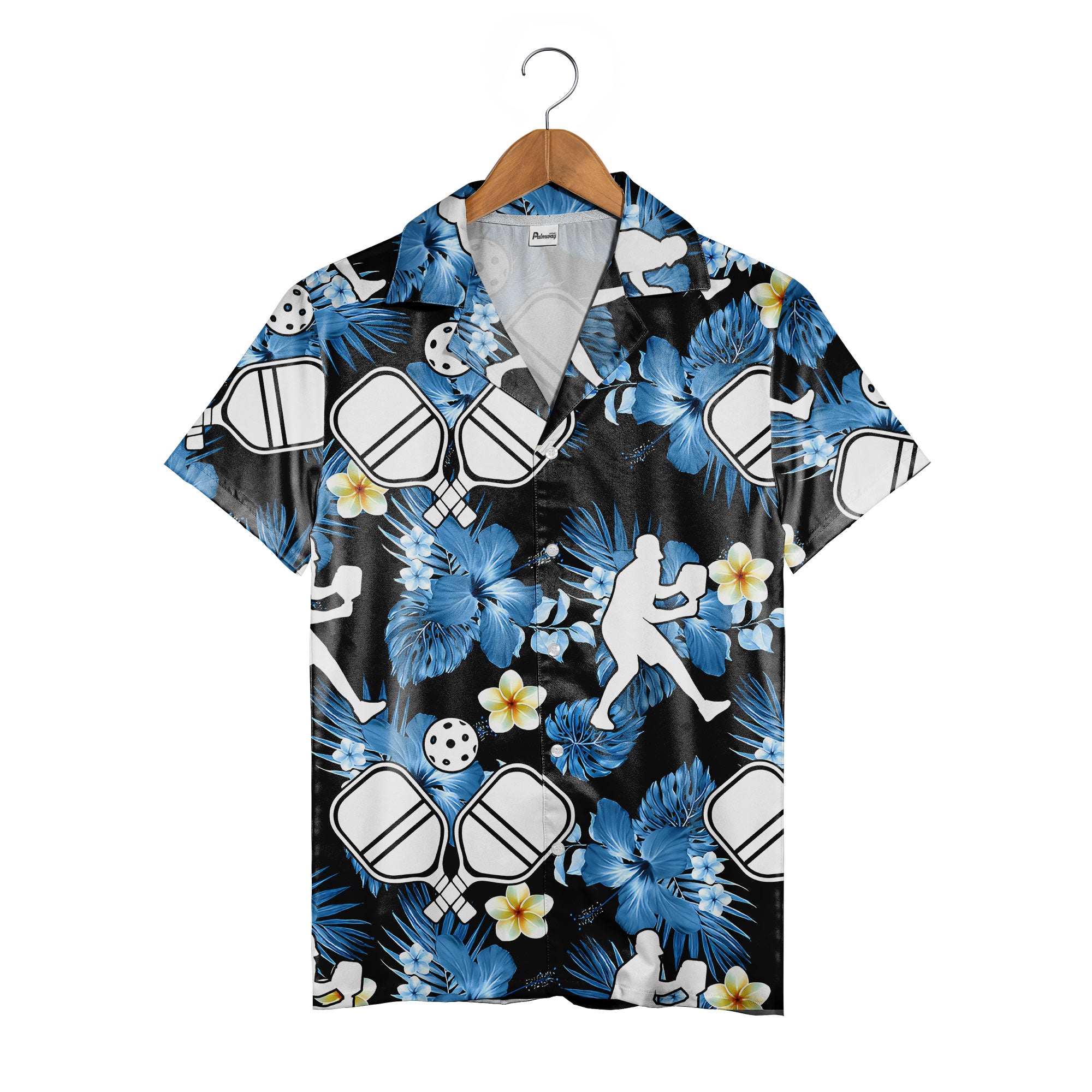 Pickleball Hibiscus Hawaiian Shirt - Tropical Floral Paddles Players Beach Sport