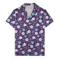 Purple Palm Blooms & Teal Leaf Hawaiian Shirt For Men
