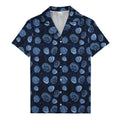 realistic seashell & spiral shell repeat navy blue hawaiian shirt