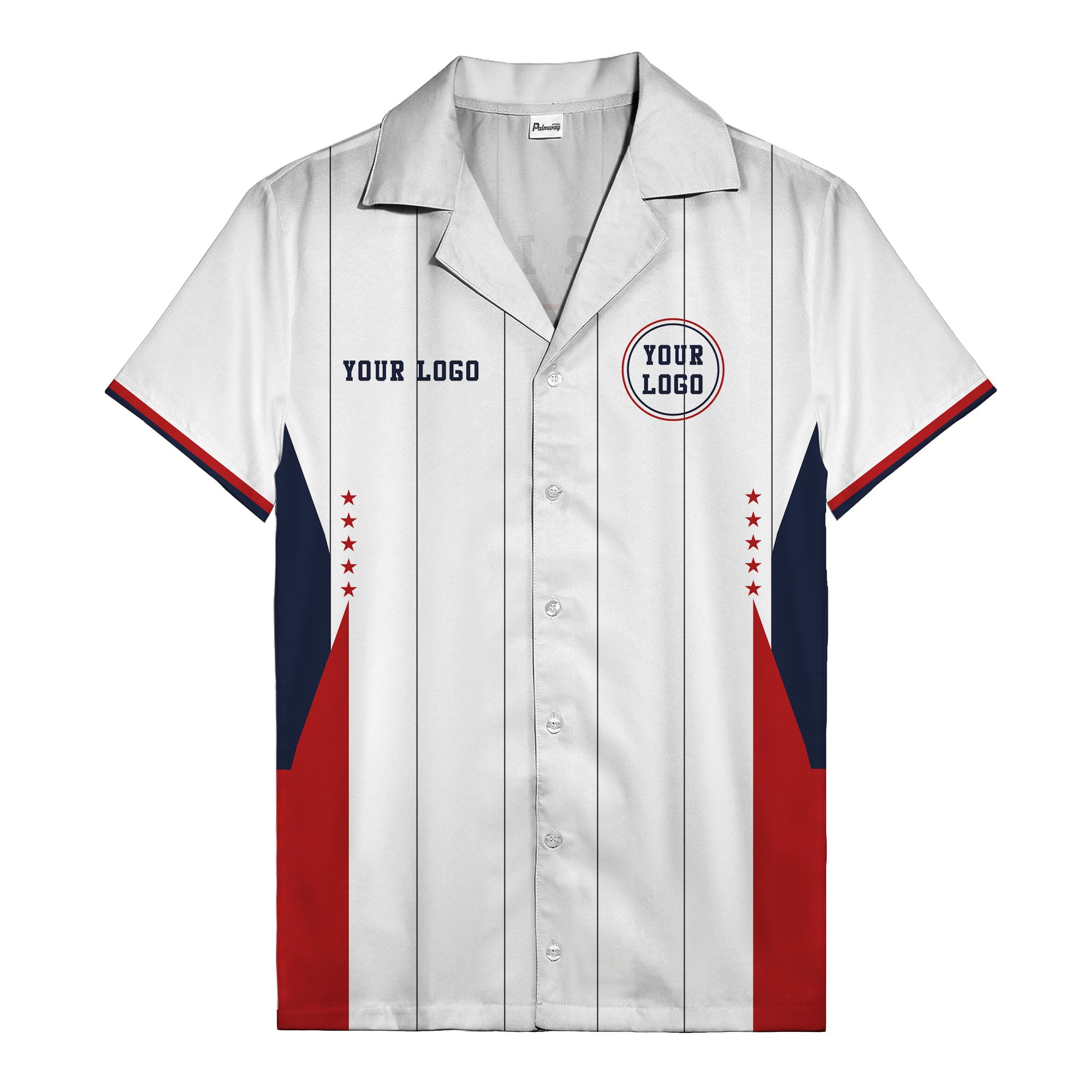 red stars & chicago stripes customizable logo hawaiian shirt