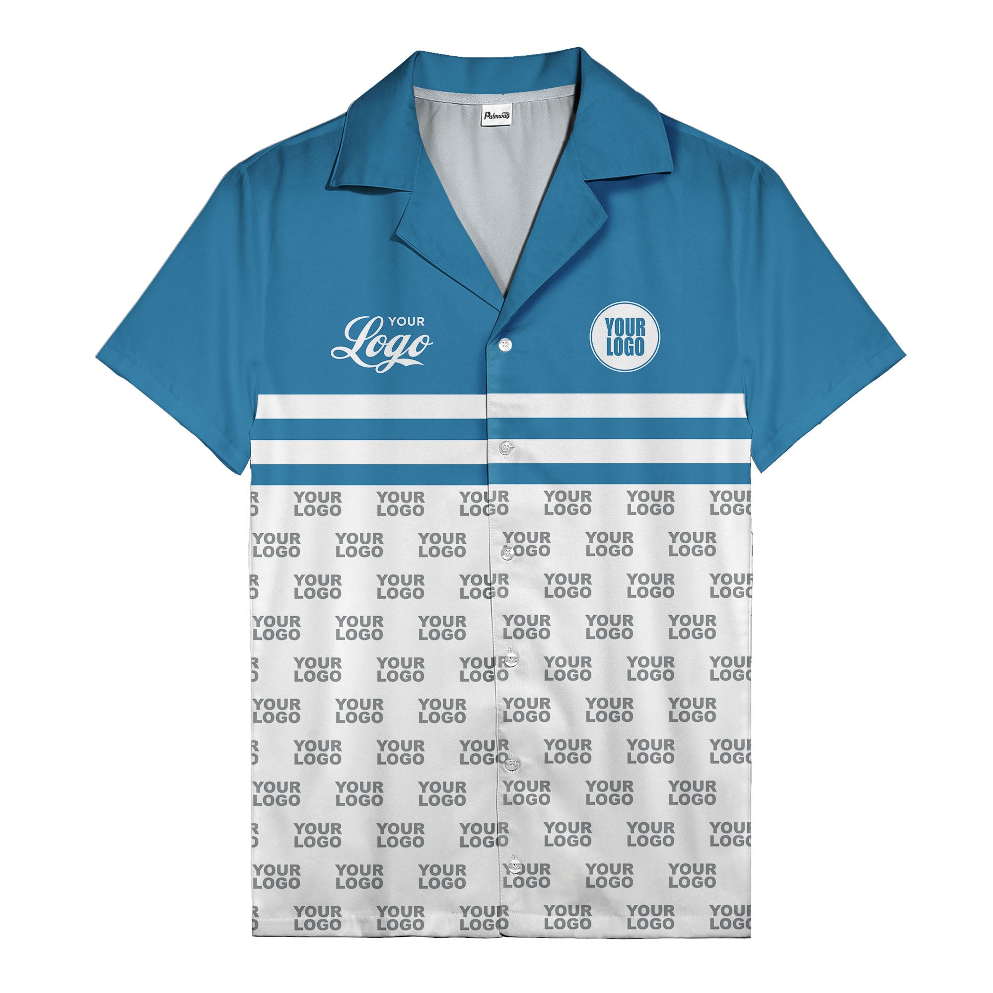 repeating customizable logo hawaiian shirt personalized text aloha button down shirt