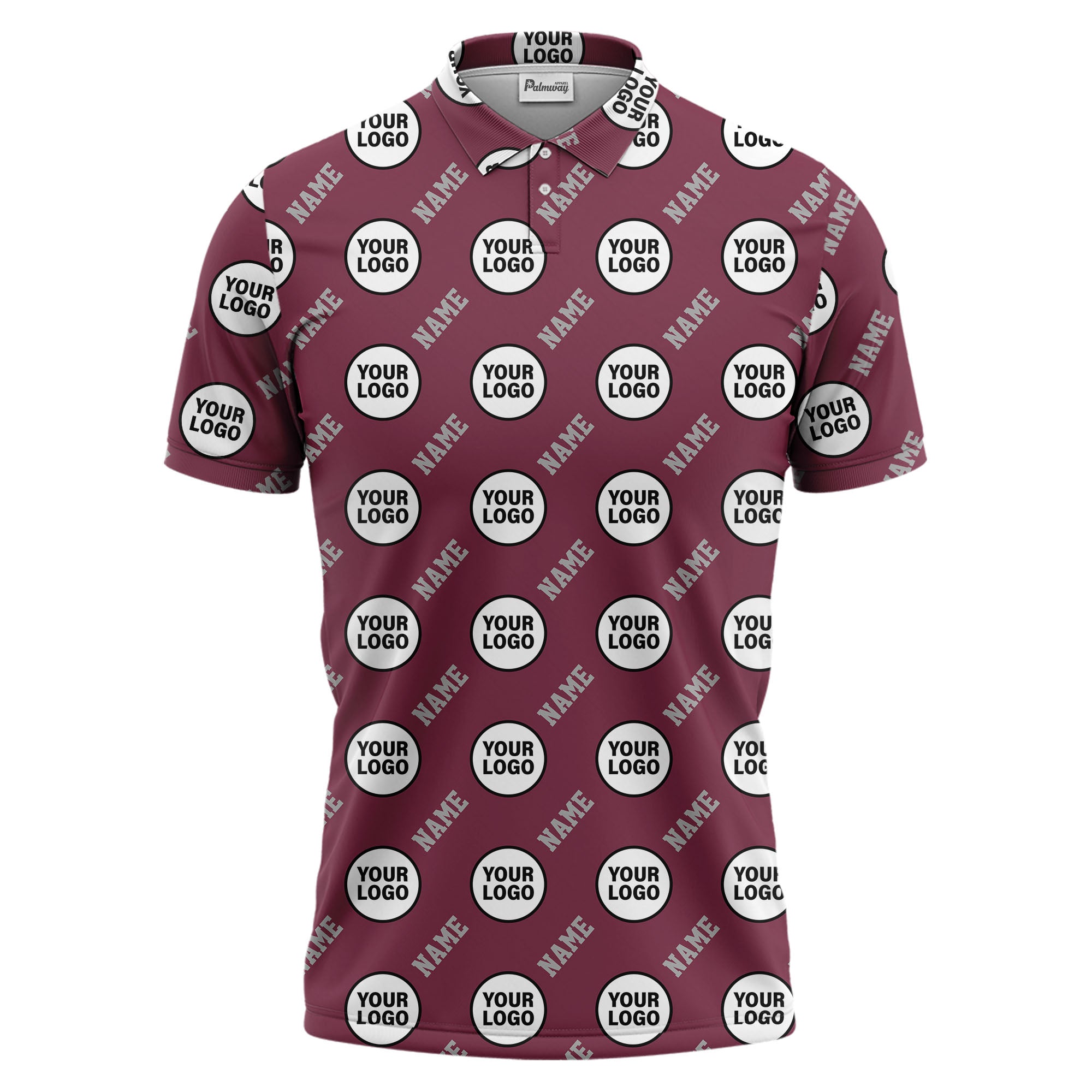 repeating geometric circle logo graphic polo shirt - custom branding available