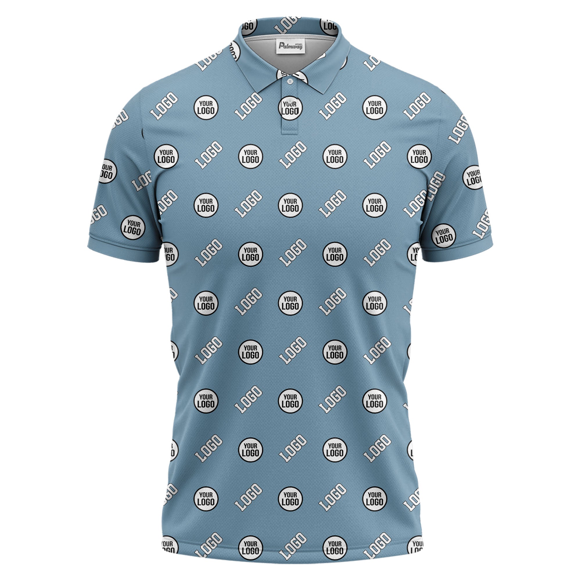 Repeating Geometric Circle Logo Polo Shirt Customizable Corporate Branding