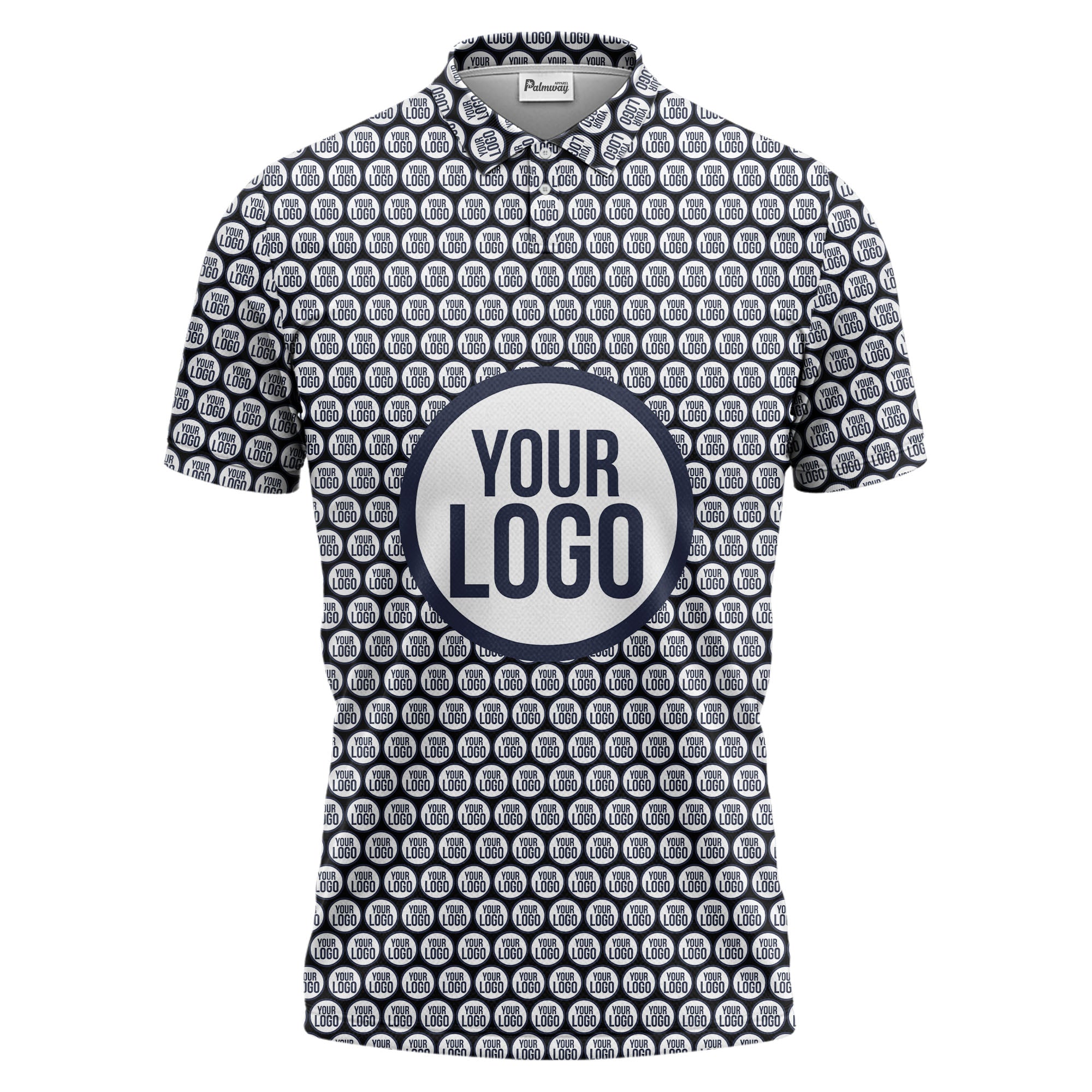 Repeating Personalized Logo Polo Shirt With Custom Text & Illustrated Icons