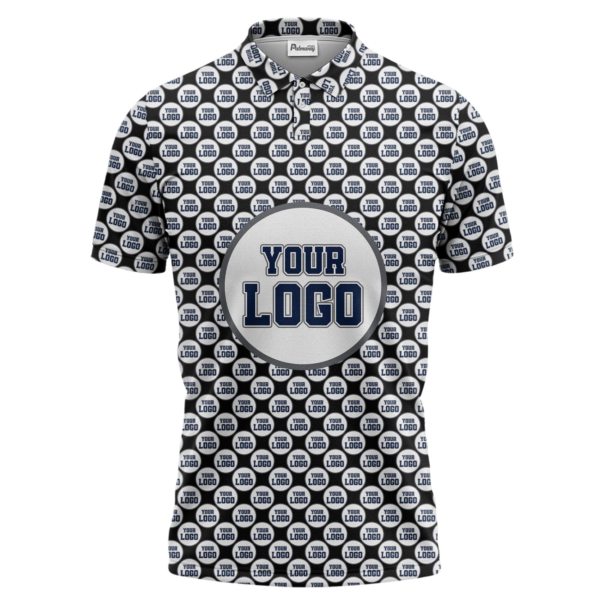Repeating Personalized Logo Polo Shirt With Custom Text & Illustrated Icons