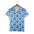 Retro Beach Vibes Hawaiian Shirt with Navy Waves and Palm Trees