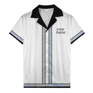 retro bowling diamond geometric personalized hawaiian shirt for men
