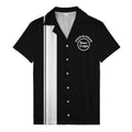 retro bowling stripe & custom logo circle black white hawaiian shirt