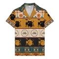 retro drum kits & sunburst geometric border hawaiian shirt