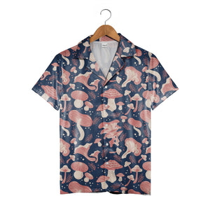 Retro Folk Art Botanical Mushroom Hawaiian Shirt with Berries