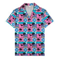 retro pink flamingos & palm trees 1980s hawaiian shirt