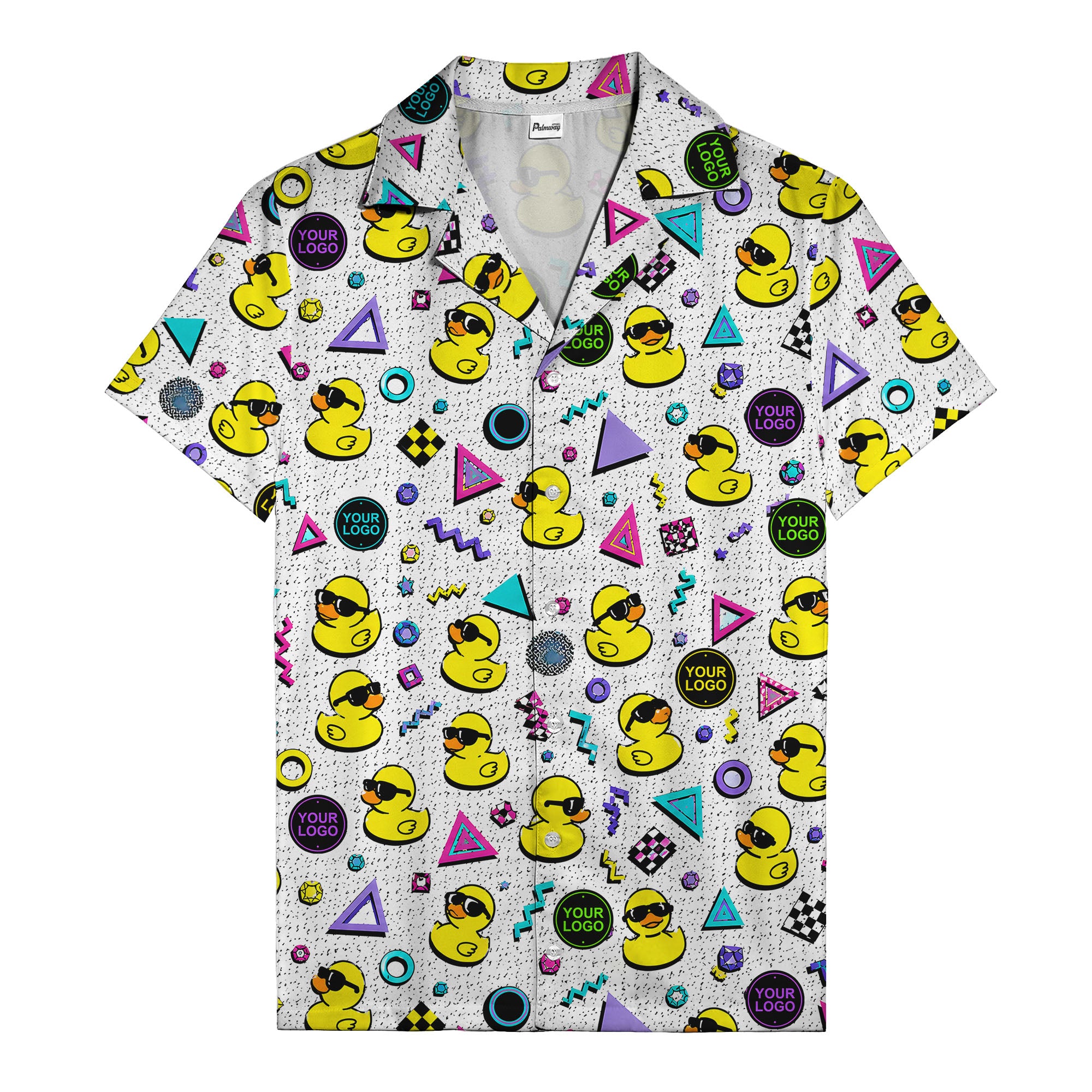 retro rubber ducks & geometric 80s blocks hawaiian shirt