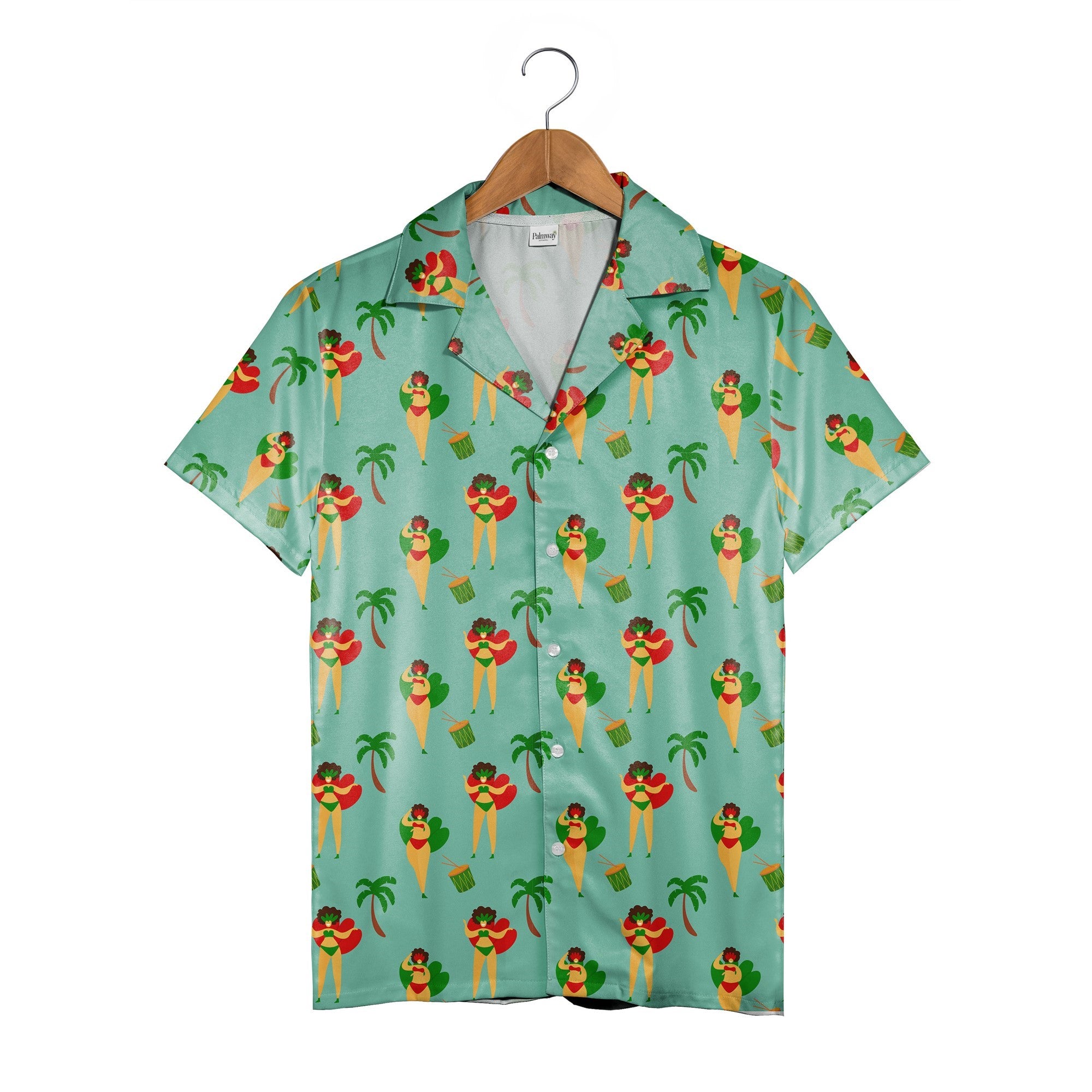 Rio Carnival Dancers Hawaiian Shirt in Teal Green