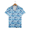 Romantic Cobalt Hawaiian Shirt with Watercolor Plumeria Flowers