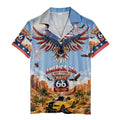 route 66 bald eagle mustang desert patriotic hawaiian shirt for men