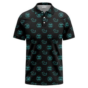 rubber duck & custom logo circle pattern polo shirt for men