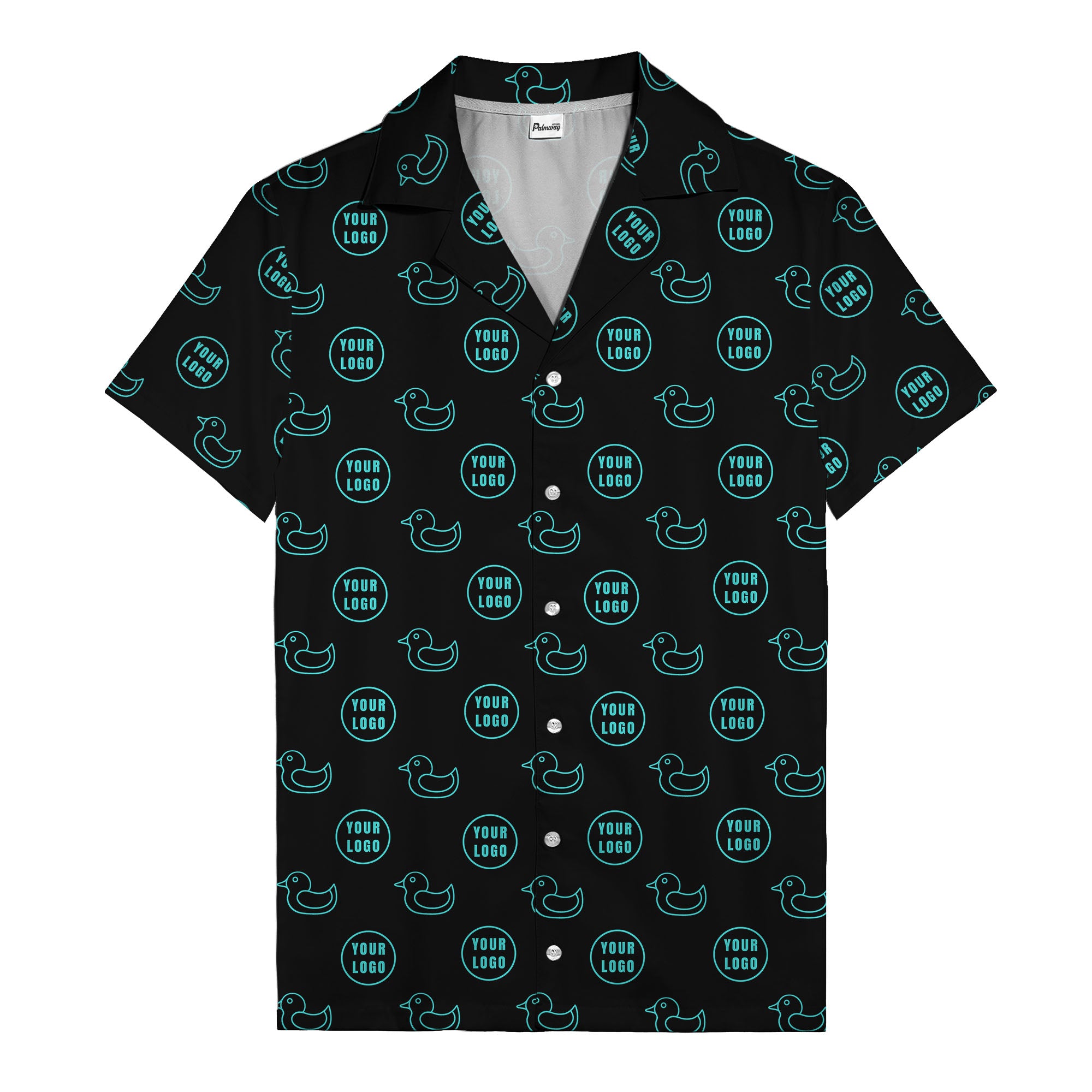 rubber duck & custom logo repeat pattern hawaiian shirt