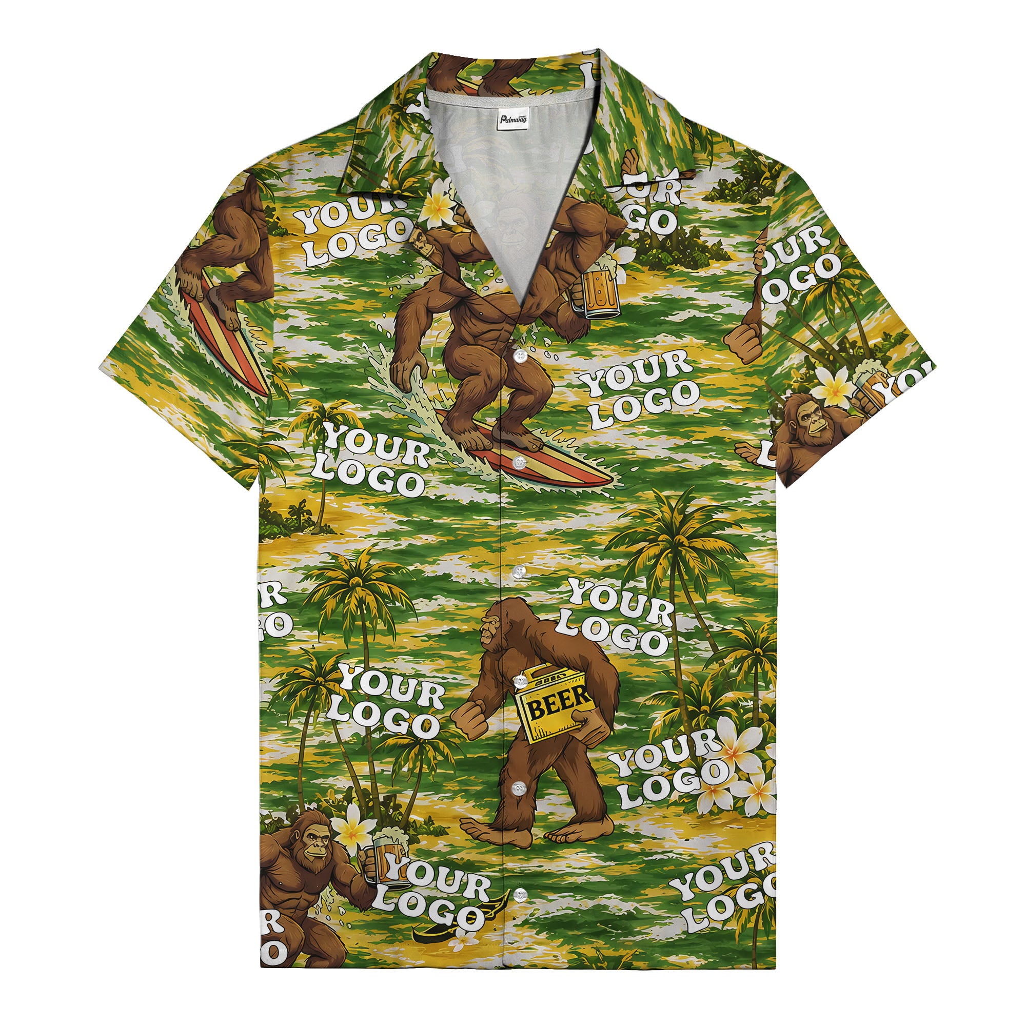 sasquatch surfing beer party aloha hawaiian shirt