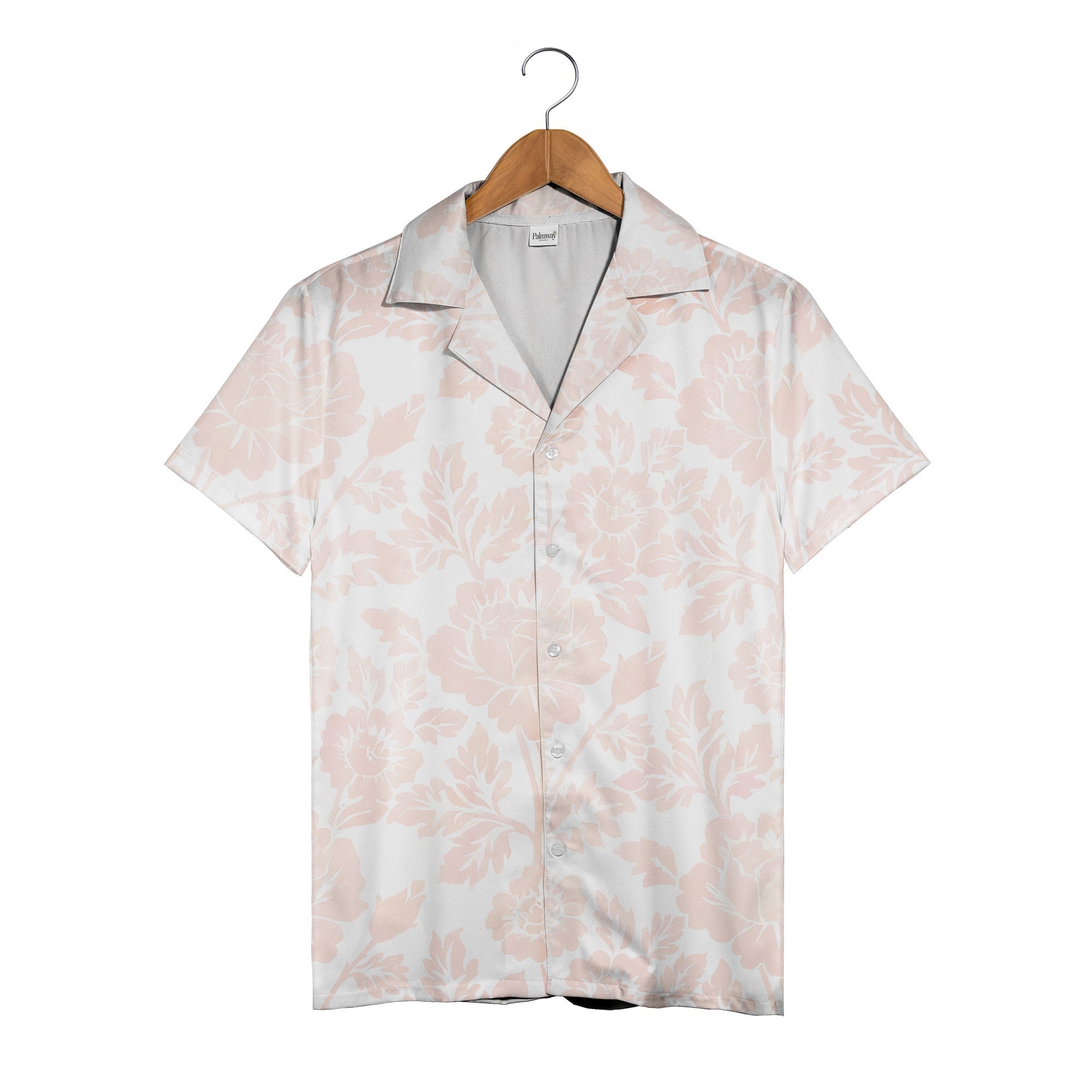Save The Date Hawaiian Shirt with Damask Floral Pattern in Blush Pink