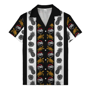 sea turtles & pineapple hibiscus striped hawaiian shirt