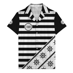 ship wheel and rope striped nautical maritime hawaiian shirt
