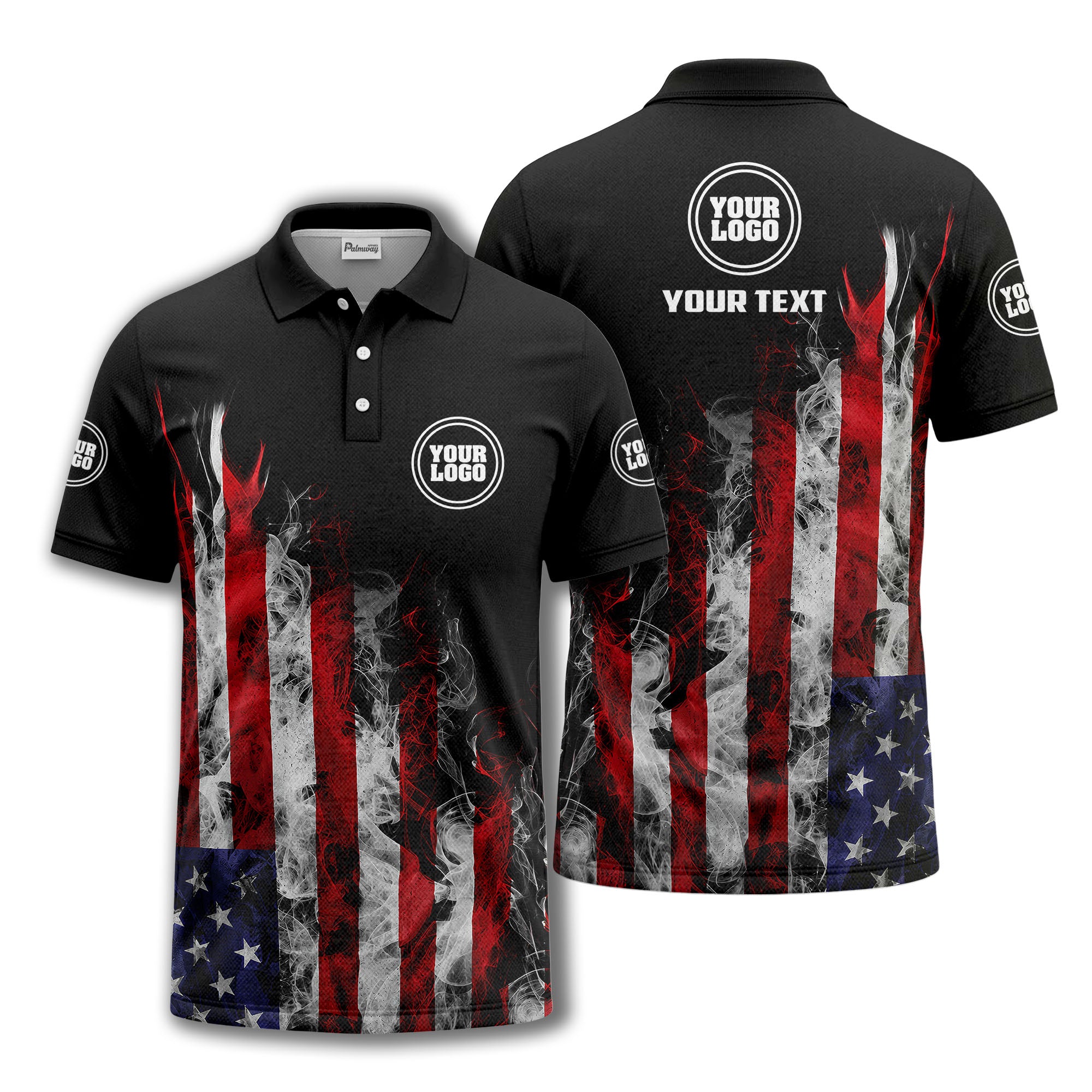 smoky american flag stars & stripes patriotic bold golf polo shirt