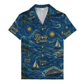 starry night sailboats & cruise ships palm tree hawaiian shirt