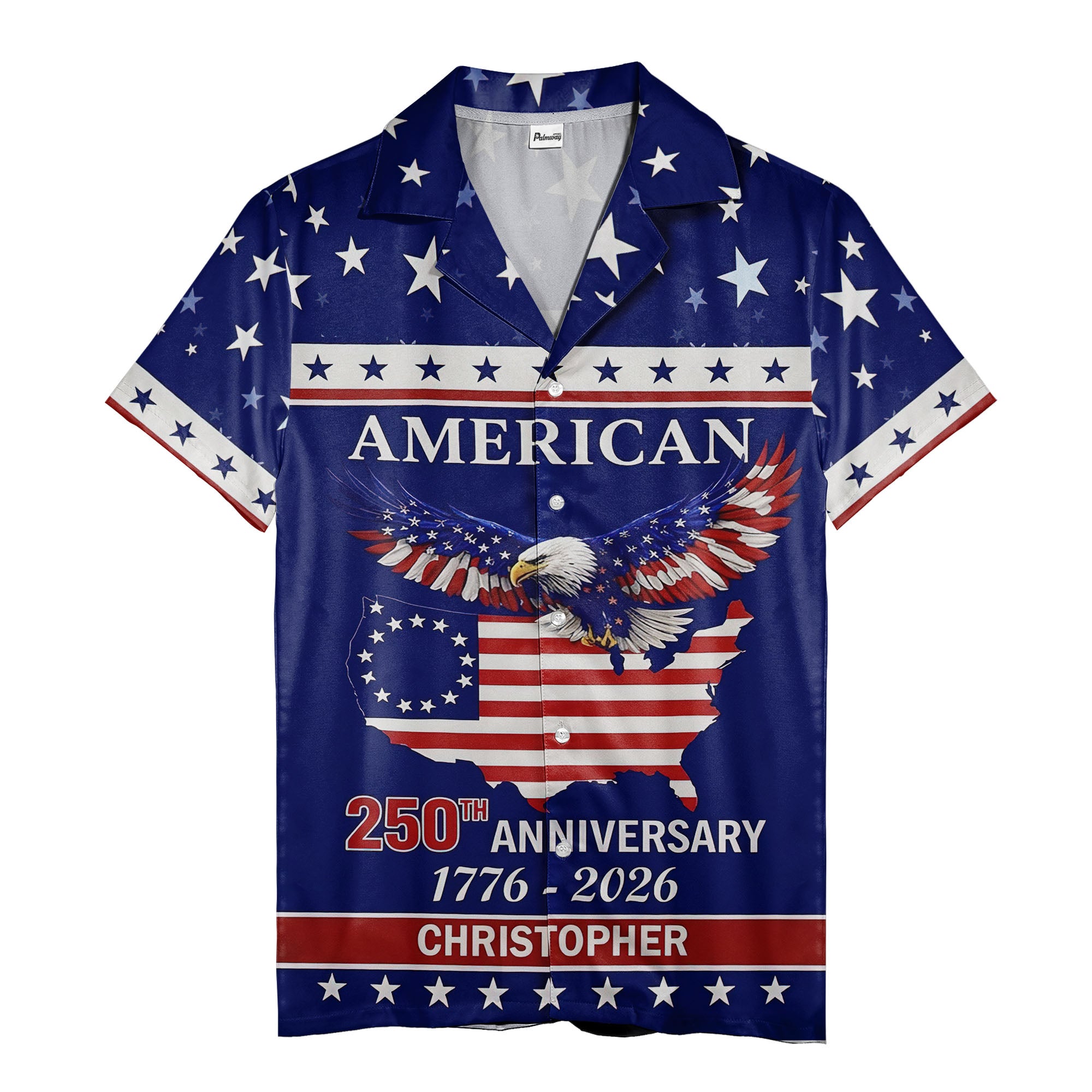 stars and stripes bald eagle fireworks hawaiian shirt for independence day