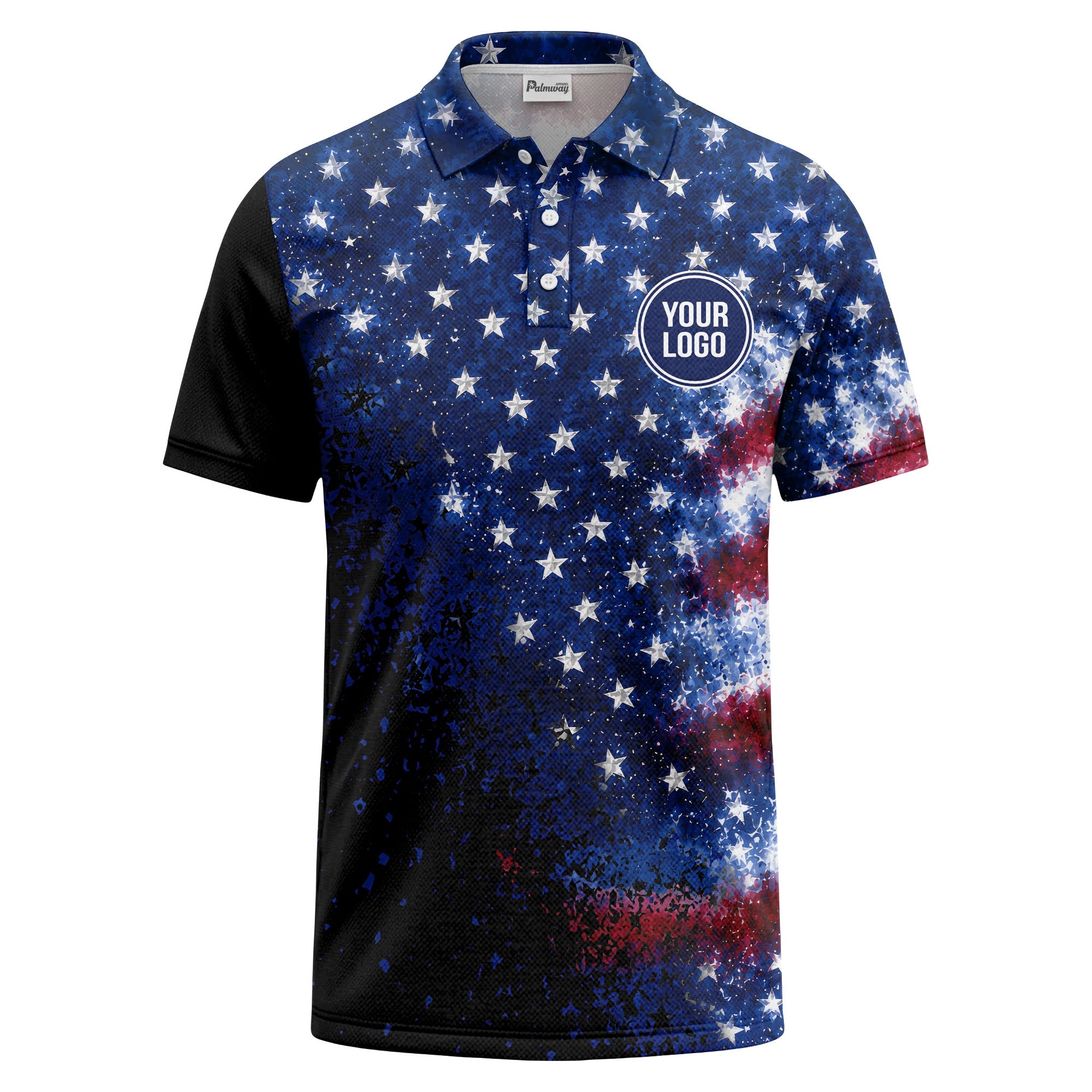 stars & stripes american flag all over print polo shirt