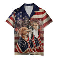 stars stripes patriotic dogs american flag fireworks hawaiian shirt for men