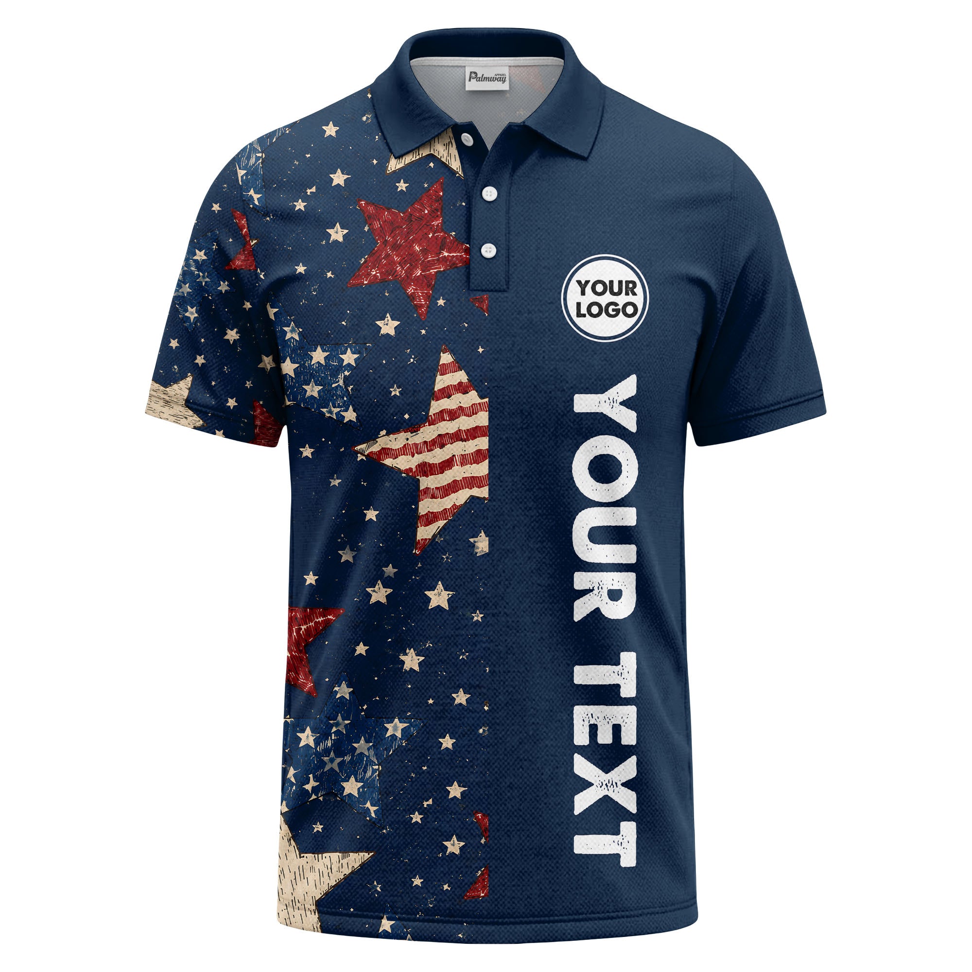 stars & stripes texas map patriotic polo shirt in navy blue