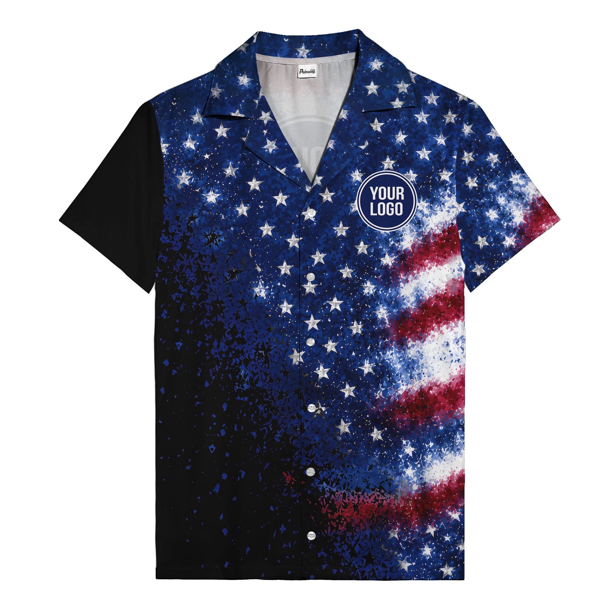 stars & stripes watercolor splash patriotic hawaiian shirt