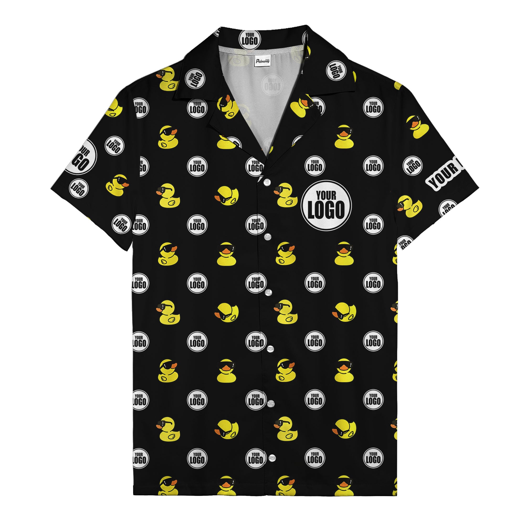 sunglass rubber duckies & custom logo circles fun hawaiian shirt for men
