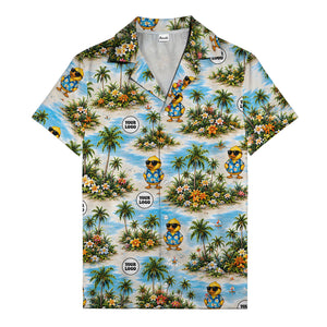 sunglasses ducks & palm trees beach scene hawaiian shirt for men
