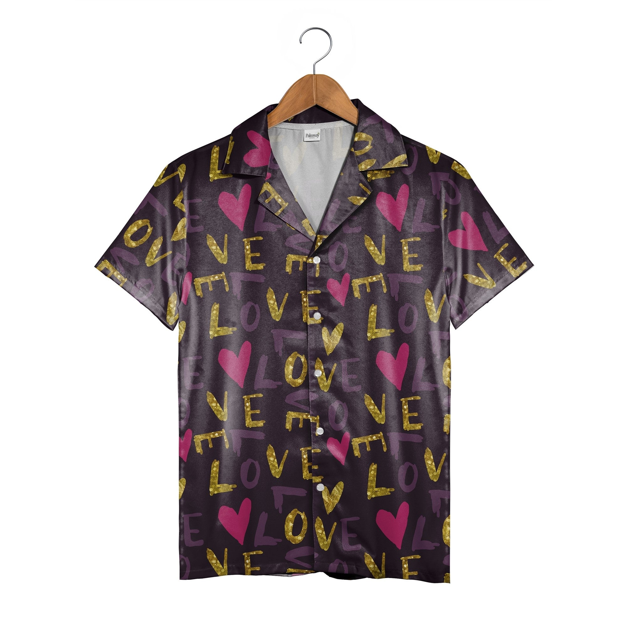 Sweet Pink Hearts Hawaiian Shirt with Large Flowers and Ribbon Bows