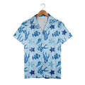Trendy Ombre Blue Hawaiian Shirt with Gradient Tie-Dye Effect