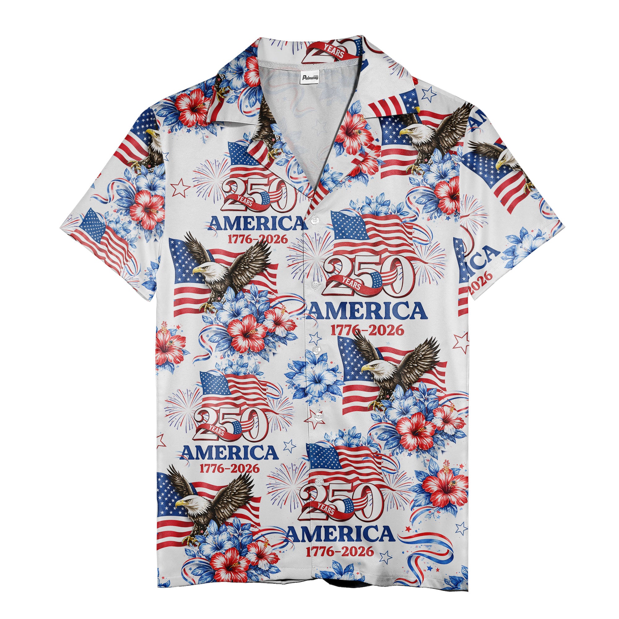 usa 250th anniversary bald eagle & hibiscus hawaiian shirt - america's birthday