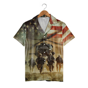 USA Patriotic Soldiers & American Flag Military Hawaiian Shirt – Army Pride