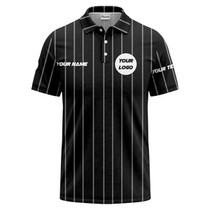 vertical pinstripe custom logo personalized text polo shirt
