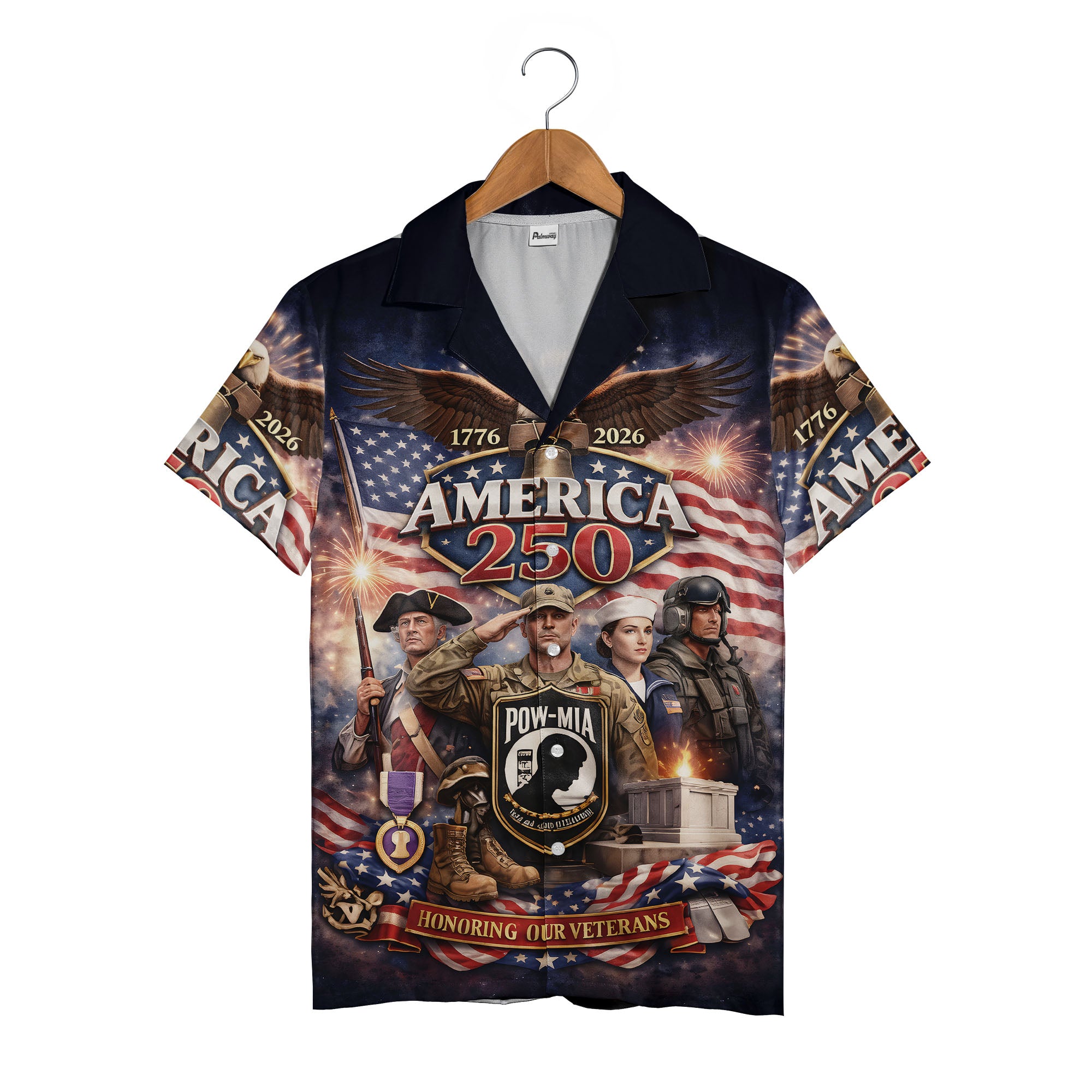 Veterans Military Hawaiian Shirt - Soldiers Dog Tags & POW-MIA Memorial Day Design