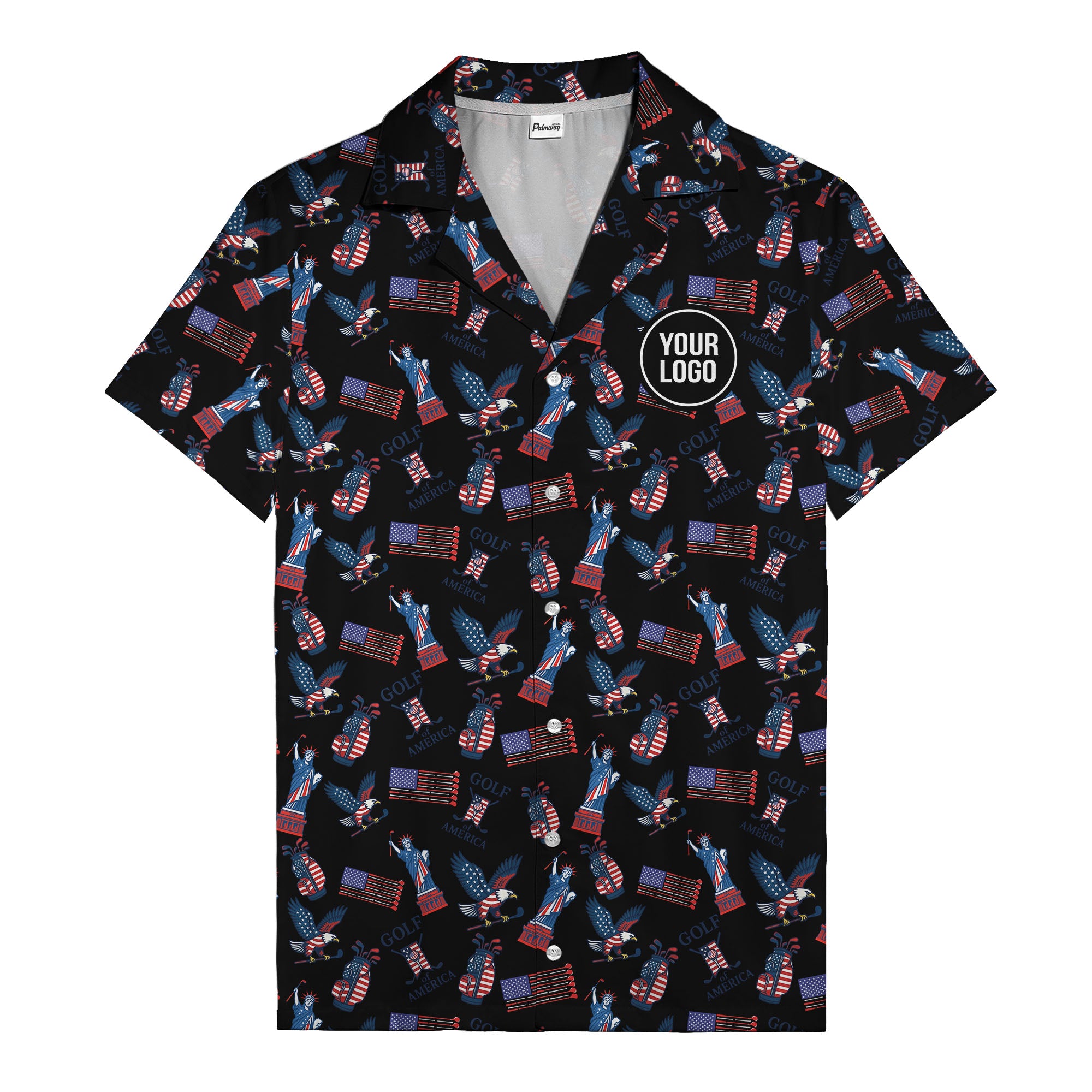 vintage 50s bald eagles & statue of liberty golf hawaiian shirt