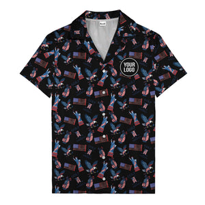 vintage 50s bald eagles & statue of liberty golf hawaiian shirt