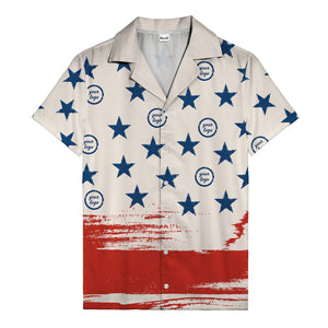 vintage american flag stars & stripes patriotic hawaiian shirt