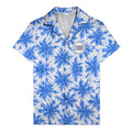 watercolor cannabis leaf repeat navy blue hawaiian shirt for beach days