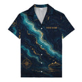 watercolor cruise ship & compass rose ocean waves nautical hawaiian shirt
