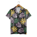 Watercolor Emerald Monstera Hawaiian Shirt on Charcoal Black Canvas